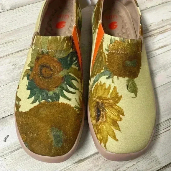 UIN Men's Walking Shoes Canvas Casual Comfort Loafers (Van Gogh Sunflowers) - Picture 6 of 12
